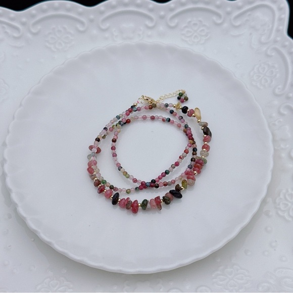 GB68 Handmade Rainbow Tourmaline Triple Layer Bracelet Necklace 2in1 - Picture 5 of 11